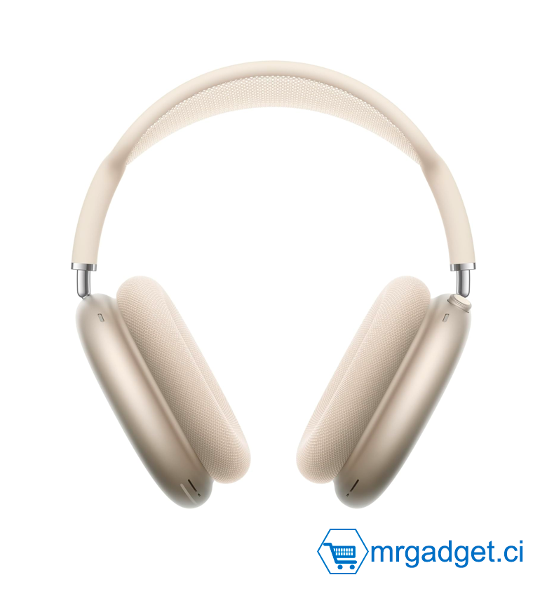 Apple AirPods Max Casque Circum-auriculaire sans Fil, réduction Active du Bruit de Niveau Pro, Mode Transparence, Audio Spatial personnalisé, Recharge USB C, Lumière stellaire