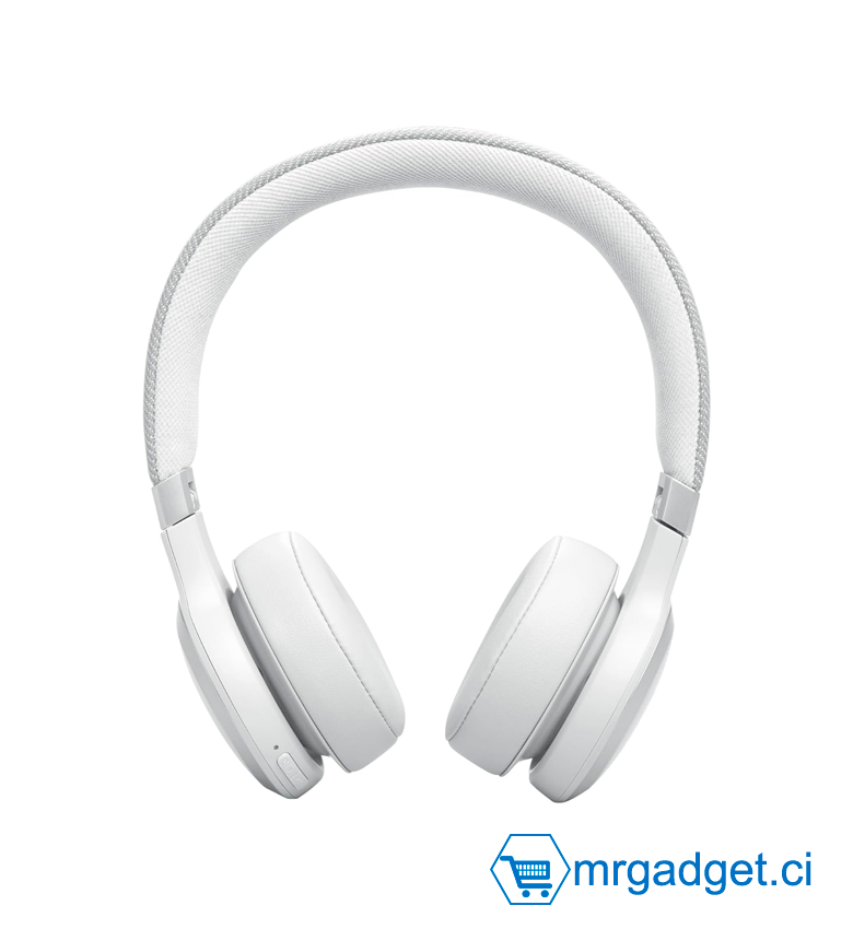 JBL Live 670NC Casque supra-auriculaire, Bluetooth 5.3, connexion multi-source, Réduction de Bruit Adaptative et Smart Ambient, jusqu'à 65 heures d'autonomie, blanc
