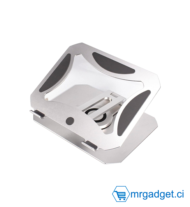 Support pour ordinateur portable pliable, rotatif à 360°, Support ergonomique en aluminium pour ordinateur portable - Hauteur réglable jusqu'à 17 cm - Pour ordinateur portable de 11 à 17"