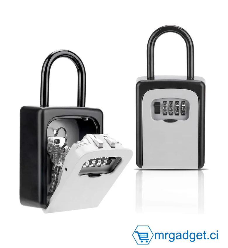 Coffret à clés mura - 4 chiffre - totalement métallique - Boîte à clés à combinaison avec code pour rangement de clés de maison, casier de porte combo