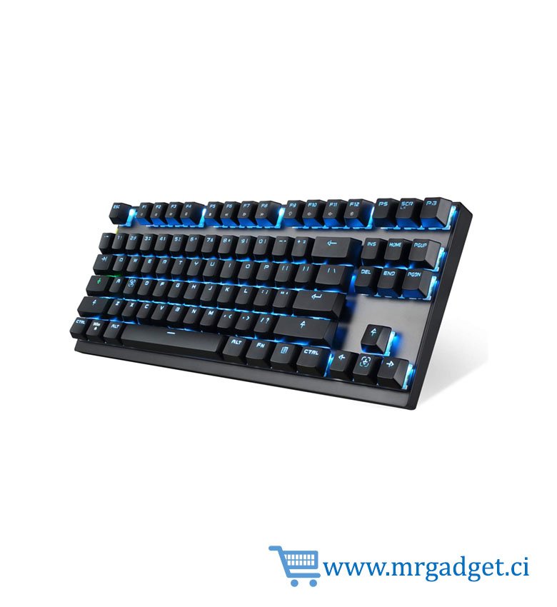 Motospeed   Clavier mécanique Gaming  sans fil/filaire 2,4 GHz GK82 87 touches LED rétroéclairé rouge clavier de jeu Type-C pour les jeux et la saisie, compatible Mac/PC/ordinateur portable   Noir  / Switch Bleu