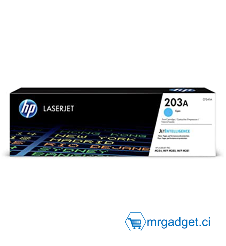 HP 203A CF541A Toner Cyan Authentique pour HP Color LaserJet Pro M254 / M280 / M281