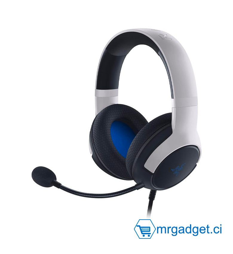 Razer Kaira X pour Playstation - Casque Gaming Filaire pour PlayStation 5 (Haut-parleurs TriForce de 50mm, Microphone Cardioïde HyperClear, Coussinets d’oreille en mousse à mémoire de forme FlowKnit) Noir-Blanc