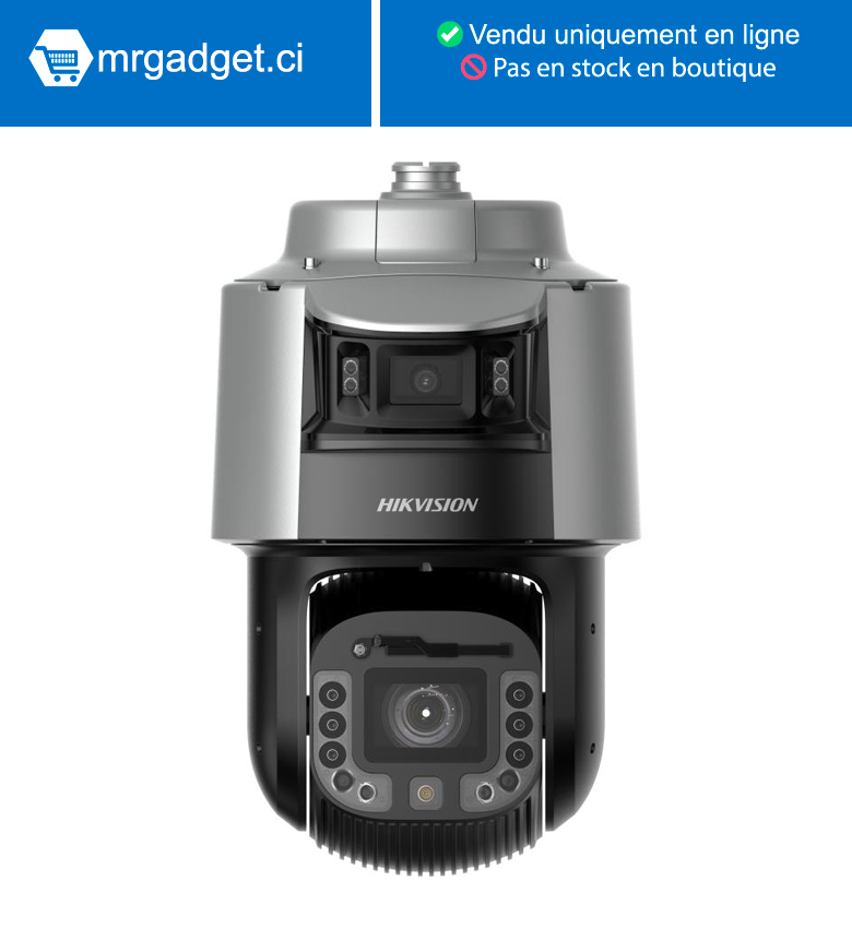 Hikvision DS-2SF8C442MXS-DLW(14F1)(O-STD)(P3) TandemVu Dôme de vitesse réseau coloré et IR 8 pouces 4 MP 42X Vue nocturne étendue avec une distance IR jusqu'à 300 m et PoE+