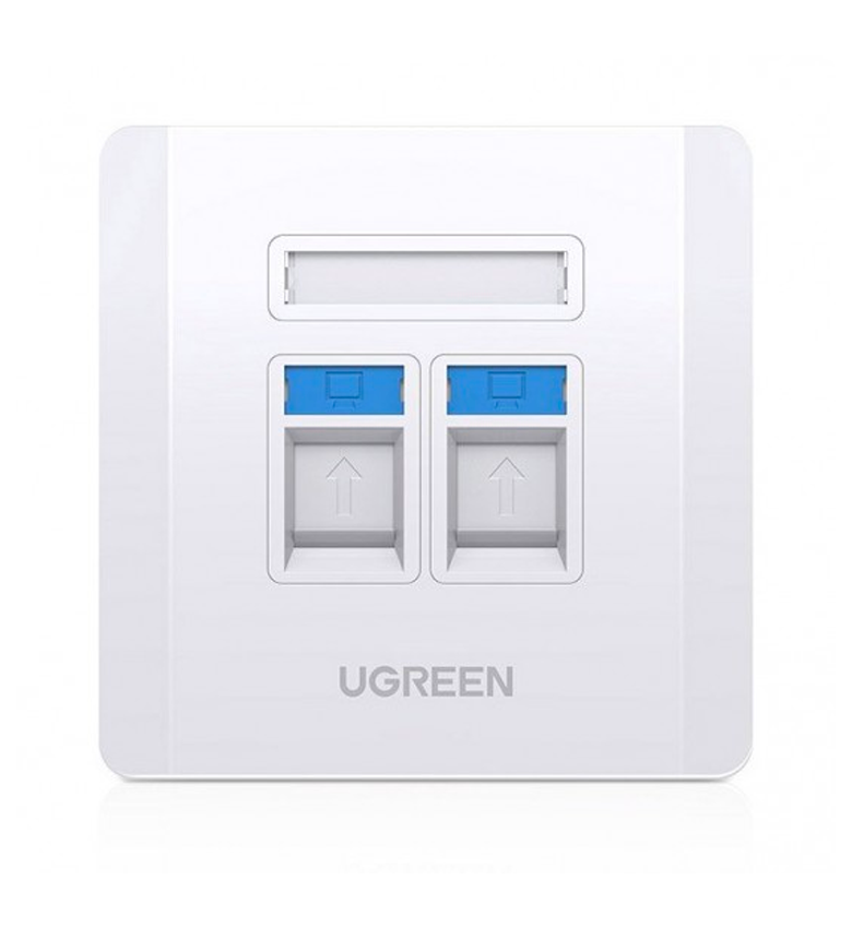 Prise Murale RJ45 (Réseau )  / RJ11 (Téléphone) - 2 Ports (Module vendu séparément, voir UGREEN NW186 30844 ou NW159 80452  ) UGREEN NW144 80182 #10126