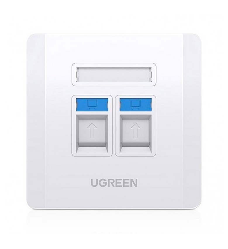 UGREEN NW144 80182 Ugreen double prise murale internet LAN téléphone RJ45 / RJ11 blanc #10126