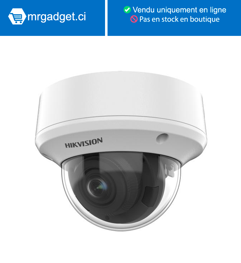 Hikvision DS-2CE5AH0T-VPIT3ZE/2.7-13.5mm(O STD)(C) Camera Analogique - Dome 5MP motorisée variofocale -Résistant à l'eau et à la poussière (IP67) et anti-vandalisme (IK10)