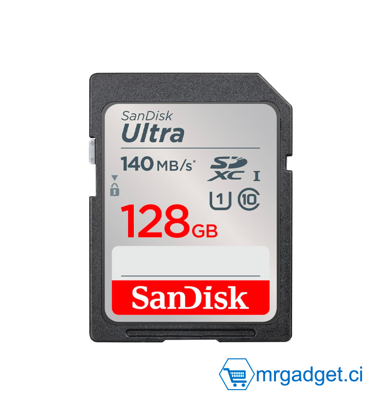 SanDisk Carte Memoire  128 Go Ultra SDXC Carte, avec jusqu'à 140 Mo/s, homologuée A1, UHS-I carte, Classe 10, U1