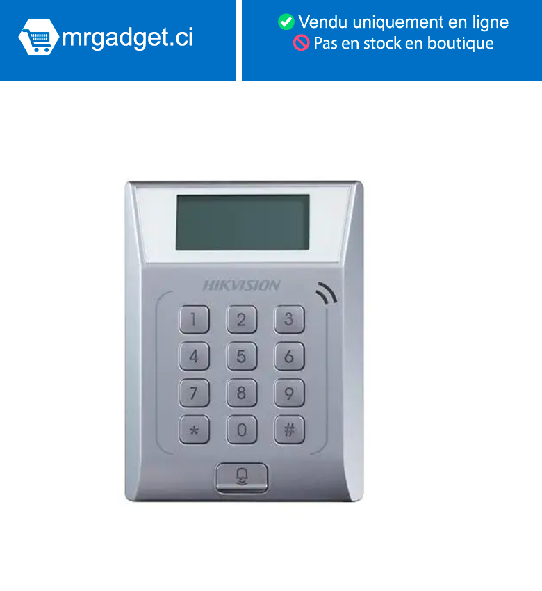 Hikvision DS-K1T802M - Pointeuse - Contrôle accès - Authentification par code et carte RFID/MiFare