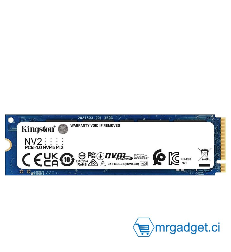 Kingston NV2 NVMe PCIe 4.0 SSD 2000G M.2 2280   Disque Dur interne SSD Nvme 1To -  SNV2S/2000G - 1TB 3500Mb/s