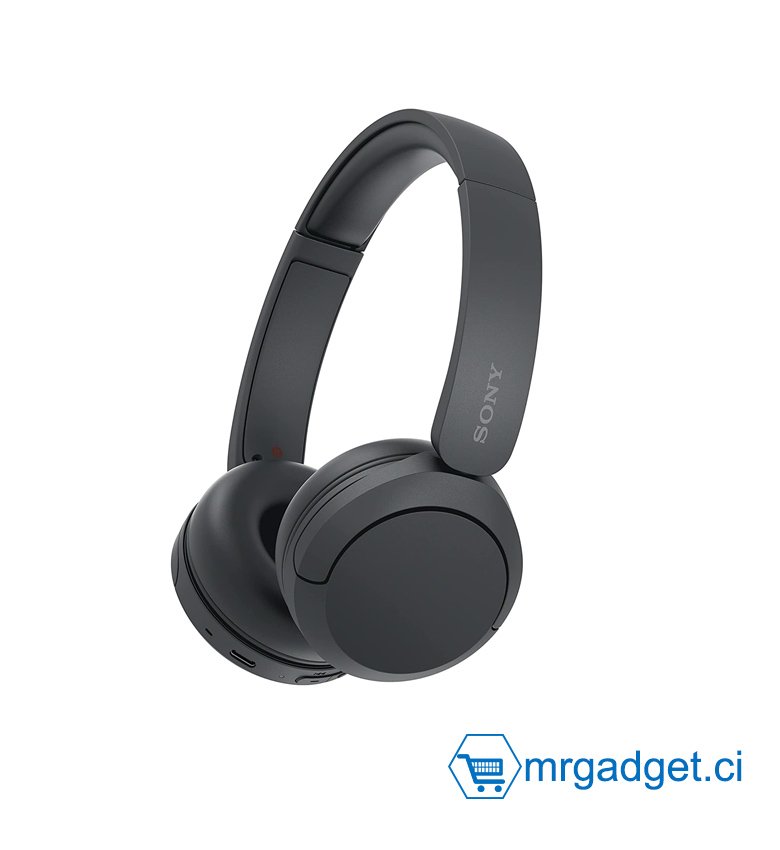 Sony WH-CH520 - Casque Bluetooth sans Fil, Multipoint, Micro intégré - jusqu'à 50 Heures d'autonomie et Charge Rapide - Noir