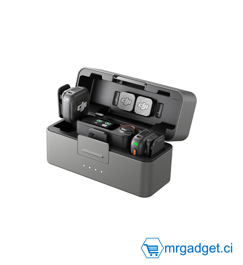 DJI Mic 3 (2 TX + 1 RX + Boîtier de Recharge), Microphone sans Fil pour iPhone/caméra/Android, ultraléger, contrôle de Gain adaptatif pour Un Volume équilibré, 28 h d’Utilisation, Vlog