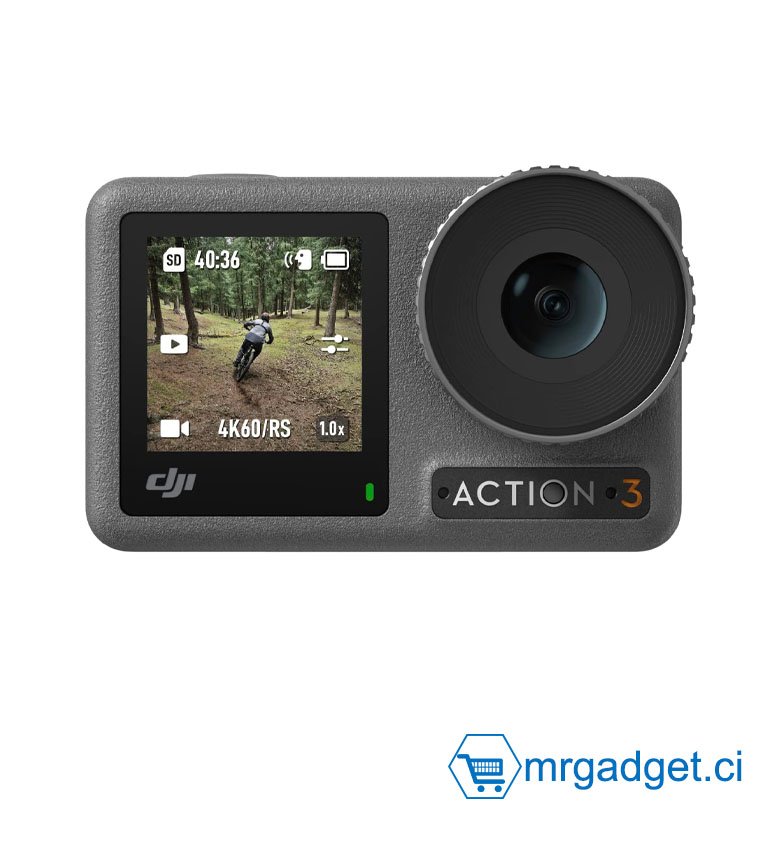 Bundle Osmo Action 3 Standard – Caméra d’action 4K avec FOV super large, HorizonSteady, résistant au froid, longue durée, support vertical à démontage rapide, étanche à 16 m, double écran tactile