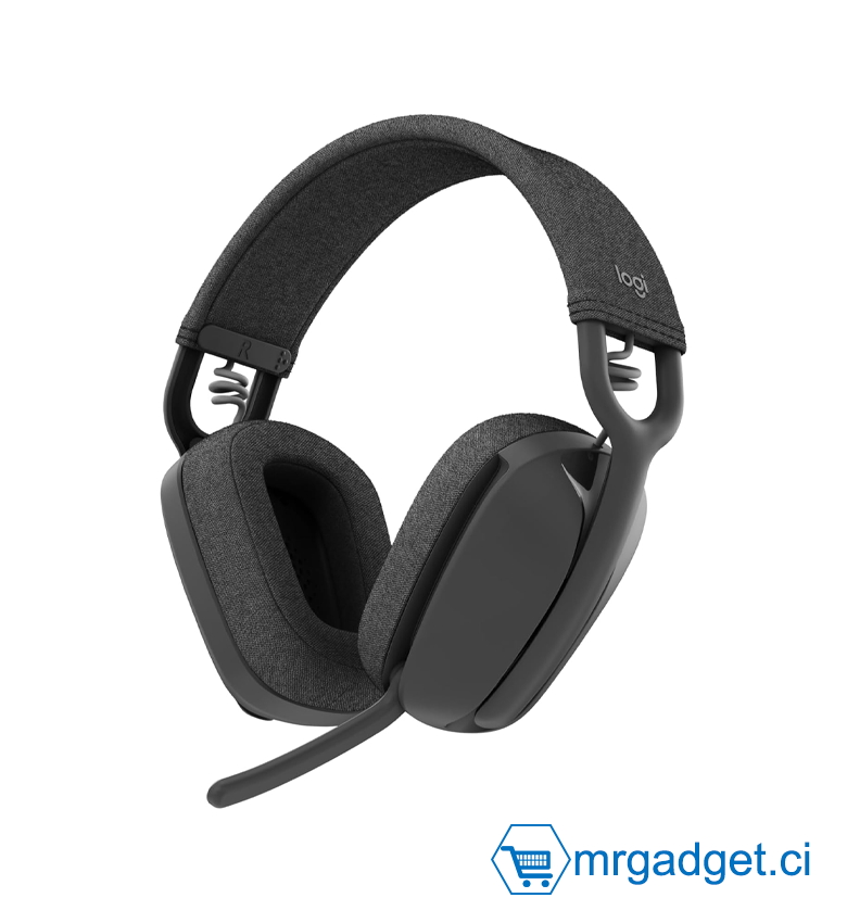 Casque Bluetooth Logitech Zone Vibe 100 - Micro à Réduction de Bruit Escamotable - Autonomie 20h - Ultra Léger (185g) & Confortable - Compatible Zoom, Google Meet, Teams - Son Immersif pour Télétravail et Musique - Éco-conçu - Noir
