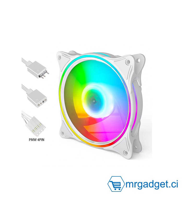 FAN BLANC - Ventilateurs de boîtier 120 mm avec LED ARGB - Ventilateurs de Boîtier Gaming 120 mm Blanc