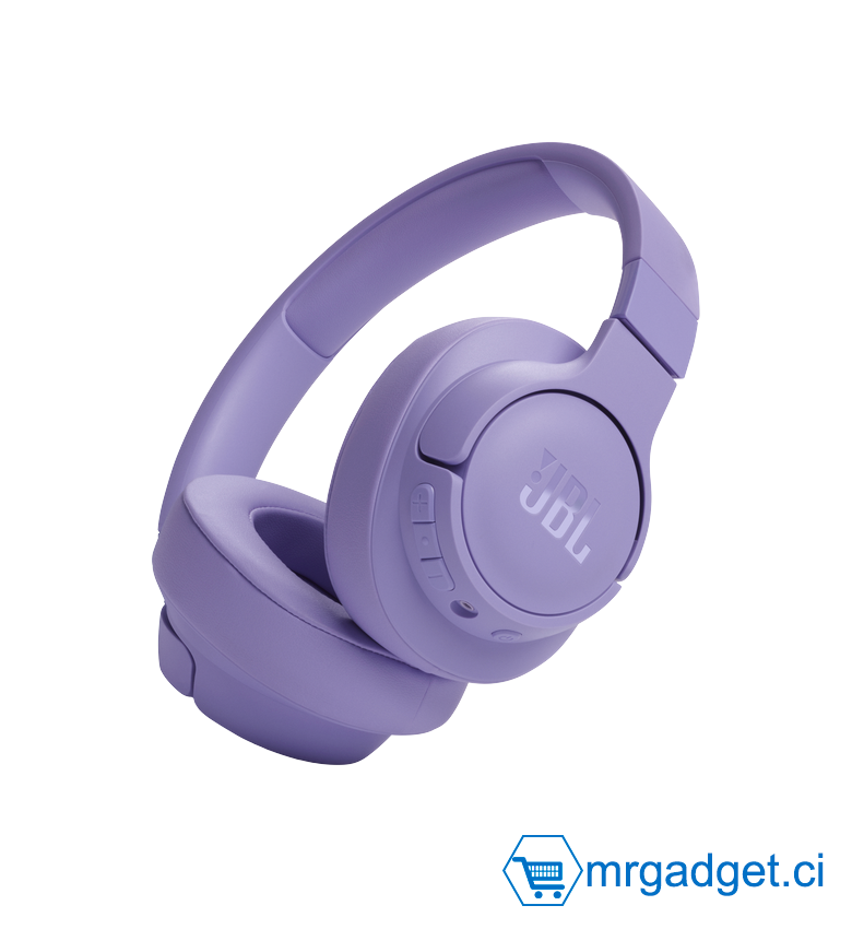 JBL Tune 720BT, casque audio sans fil, léger et confortable, Bluetooth 5.3, autonomie jusqu'à 76 h, charge rapide, son JBL Pure Bass, Violet