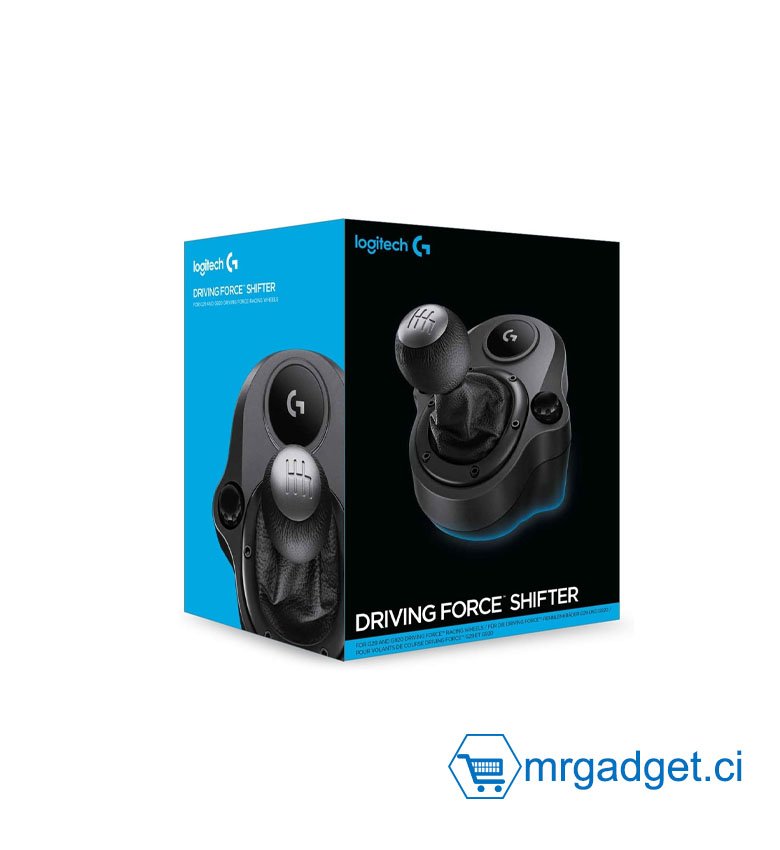 Logitech G Driving Force Levier de Vitesse pour Volant de Course G29, G920 et G923, 6 Vitesses, Enclenchement de la Marche Arrière par Pression, Conception Acier et Cuir - Noir