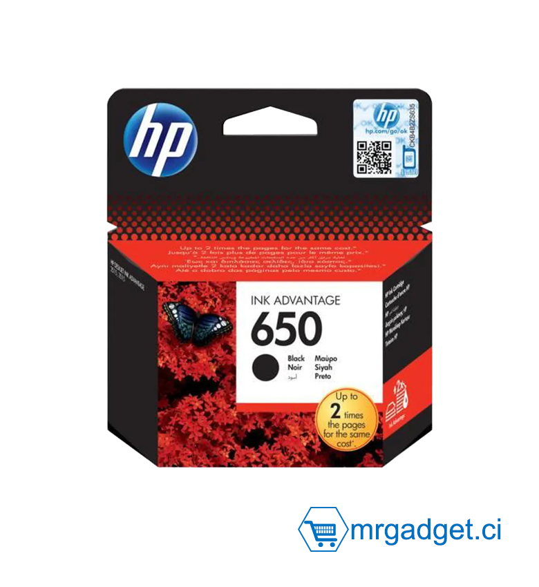 HP 650 Noir originale Ink Advantage cartouche d'encre pour Deskjet Ink Advantage 2645, Ink Advantage 35XX, Ink Advantage 4515,…