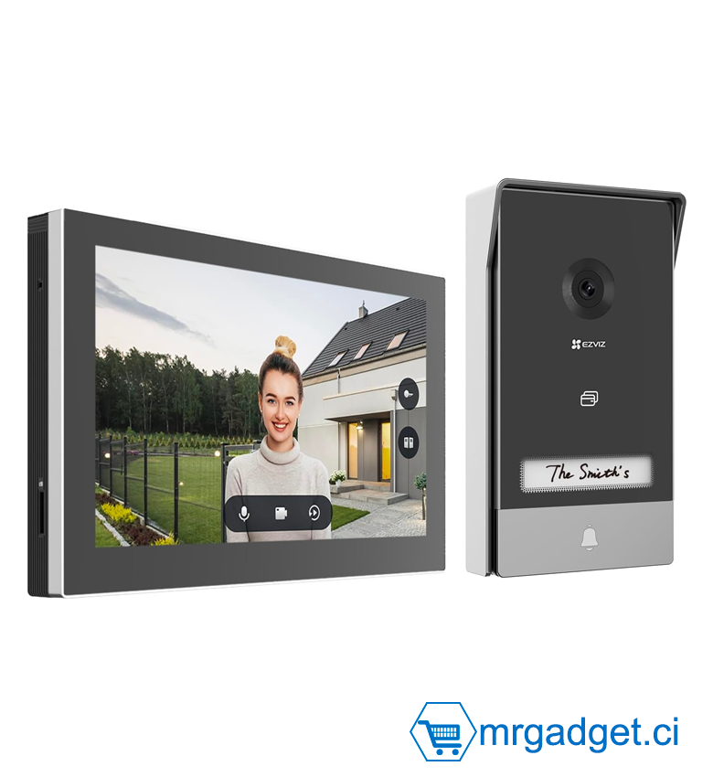 EZVIZ HP7 2K Visiophone Connecté Interphone Vidéo, écran Tactile 7", Ouverture à Distance, Contrôle d'accès RFID, 2 Fils, Détection Humaine, Audio Bidirectionnel, Vision Nocturne étanche WiFi bi-Bande