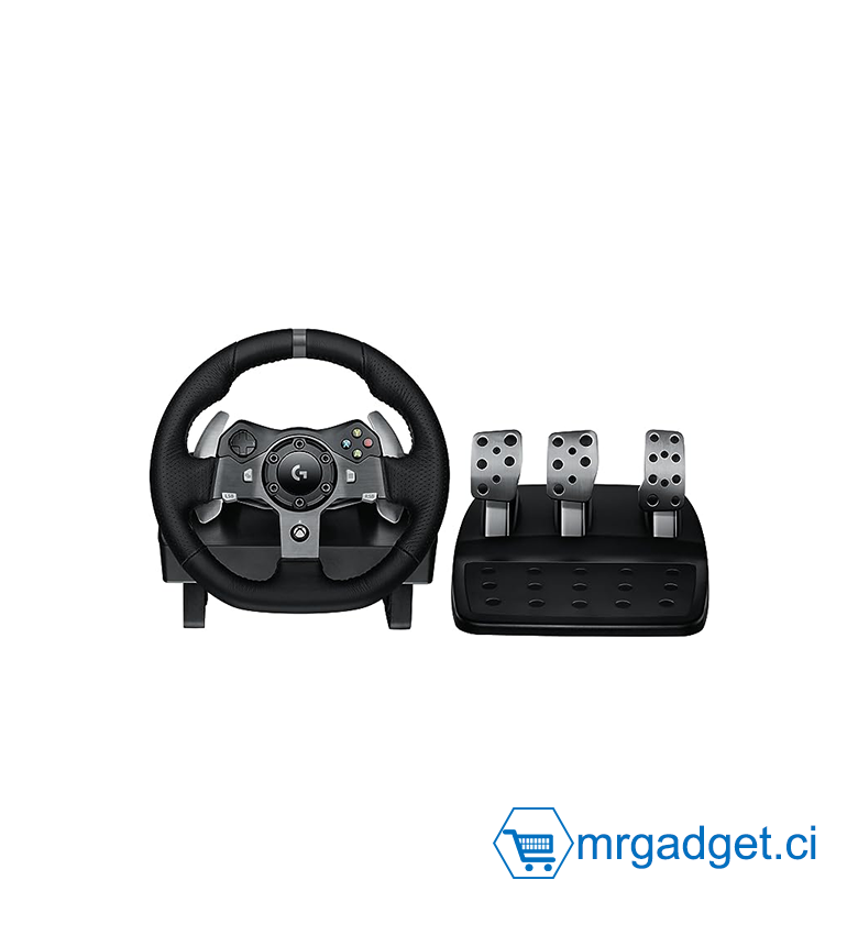 Logitech G G920 Driving Force Volant de Course avec Pédales, Retour de Force, Palettes Volant Acier Inoxydable, en Cuir, Rotation 900°, Prise EU, Xbox Series X-S, Xbox One, PC - Noir