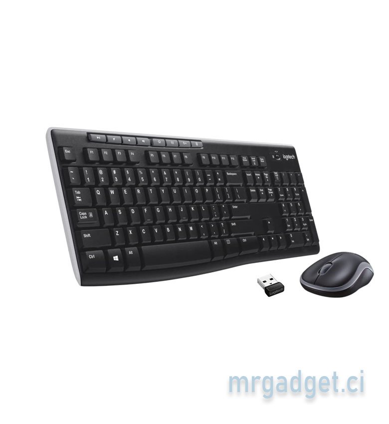 Logitech MK270 Combo Clavier et Souris Sans Fil pour Windows, Sans Fil 2,4 GHz, Souris Compacte, 8 Multidispositfs et Raccourcis Touches, Piles 2 Ans, PC et ordinateur portable, AZERTY