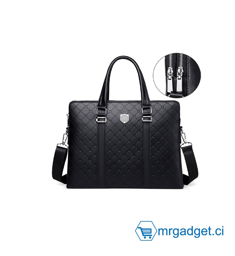Sac en  cuir 14" pour homme - Compatible avec ordinateur portable 13-15" MacBook Pro/MacBook Air/iPad Pro 12,9"