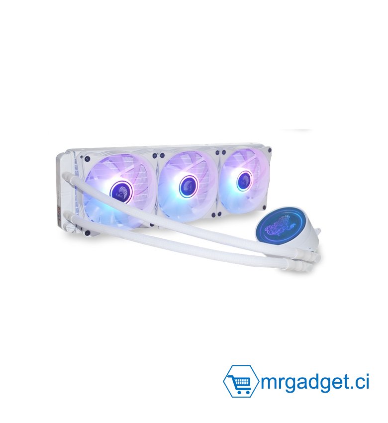 Système de refroidissement par eau 360 mm ARGB  - WaterCooling - Installation Facile, Compatible AMD & Intel - Blanc