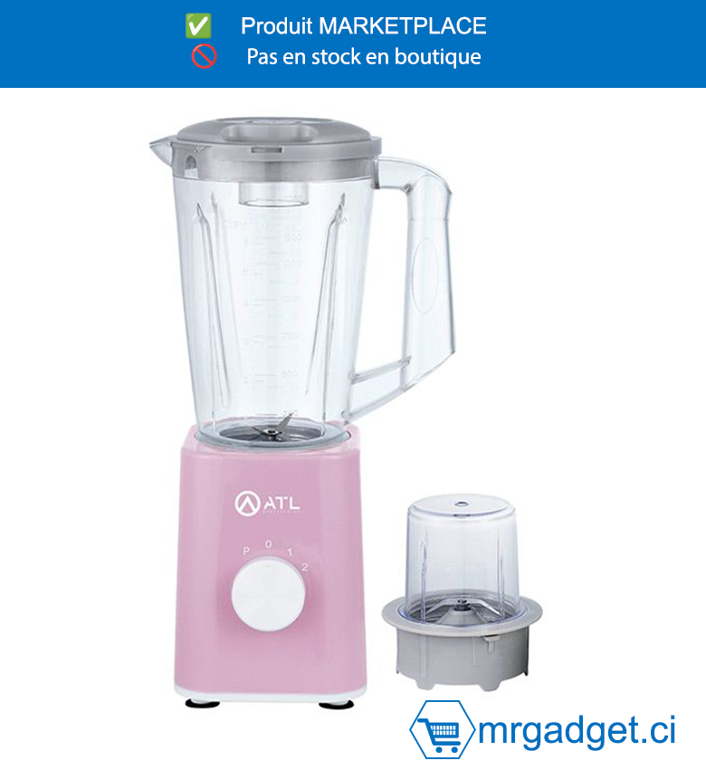 ATL-ATL-BL2083P-MIXEUR ATL 1,5L / 350W / RECIPIENT EN PLASTIQUE RESISTANT / AVEC BROYEUR / 2 VITESSES + PULSE/ LAMES EN INOX / ROSE  (6PCS/CRT)