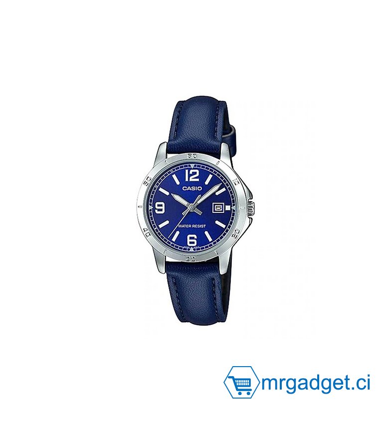 CASIO Montre habillée à quartz pour femme, analogique et cuir - LTP-V004L-2BUDF, bleu
