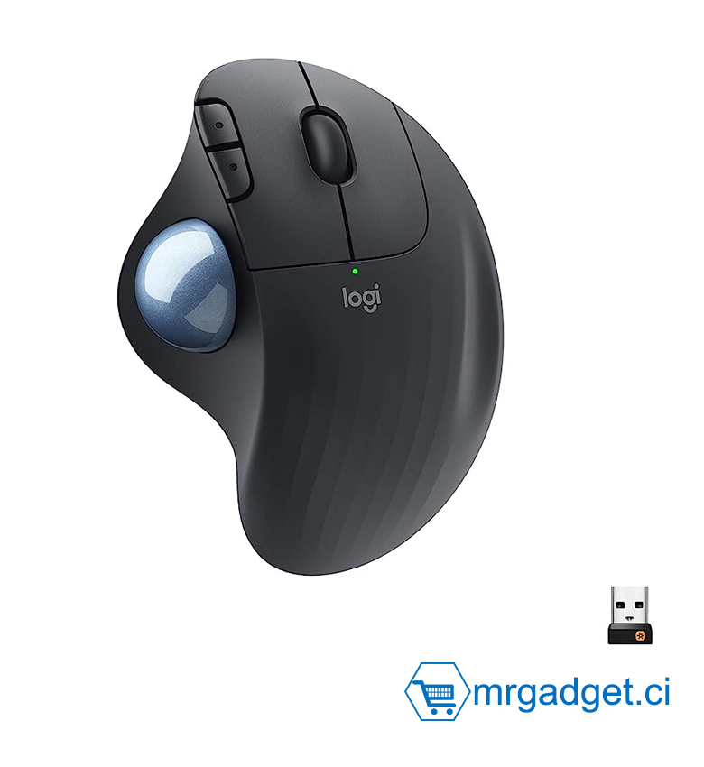 Logitech ERGO M575 Trackball - Souris sans fil avec molette de pouce, technologie de suivi fluide et précis, design ergonomique et confortable, compatible avec Windows, PC, Mac - Noir 910-005872