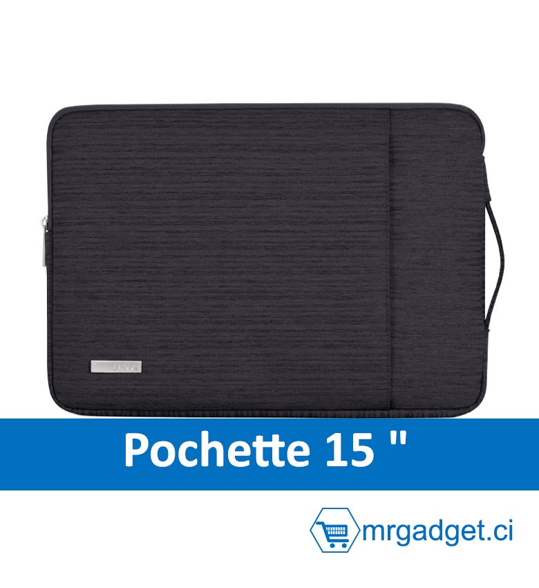 Housse PC  - Pochette de Ordinateur Portable et Mac  imperméable - 15" & 16" NOIR