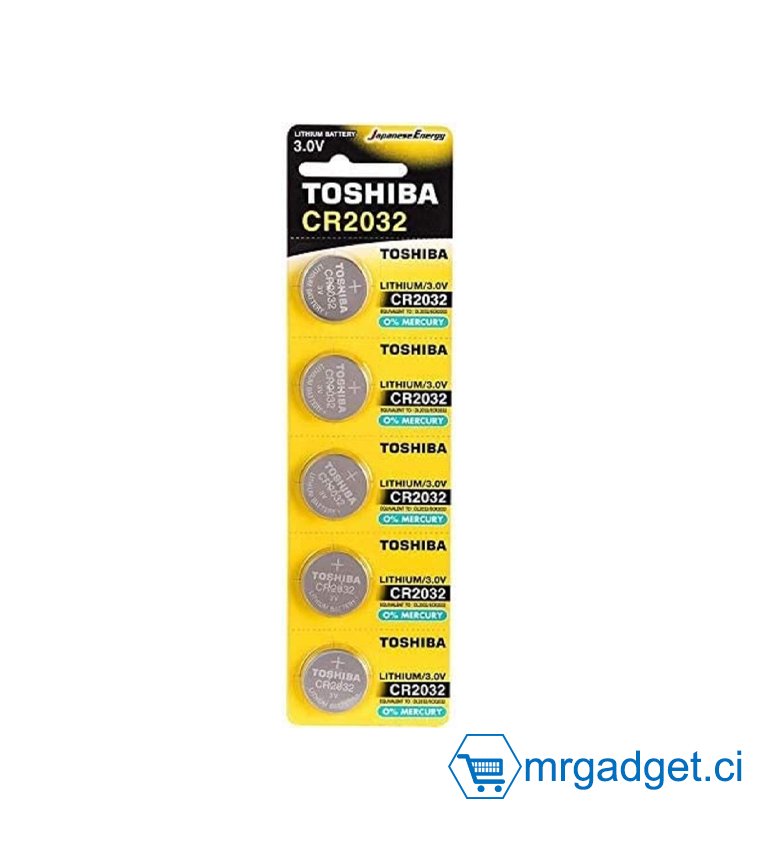 Toshiba Cr2032 Pile bouton au lithium 3 V, paquet de 5