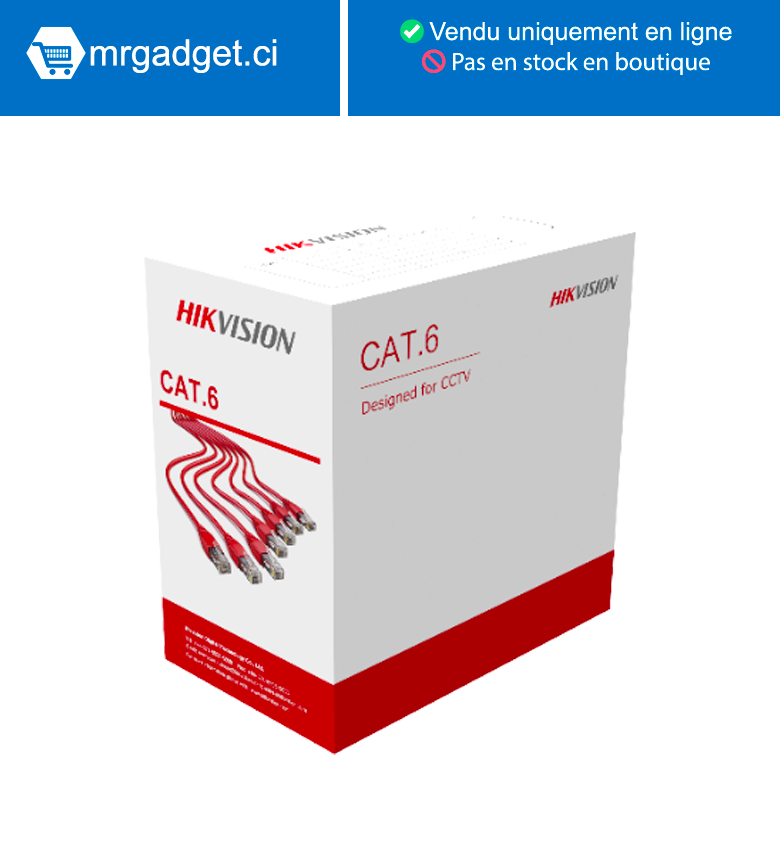 Hikvision DS-1LN6U-G Câble réseau CAT6 UTP  305m Cuivre massif  0,55 mm, Gris