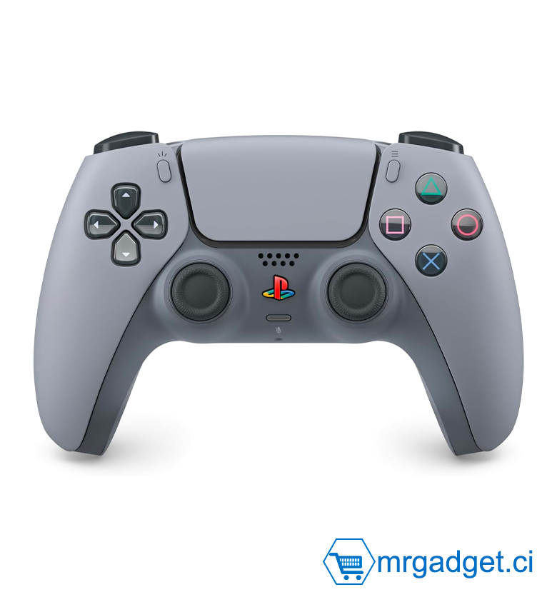 Sony, Manette PlayStation 5 officielle DualSense® PS5 - Édition limitée 30e anniversaire, Sans fil, Batterie rechargeable, Bluetooth, Compatible avec PS5, Couleur : Grise - Version : Japon