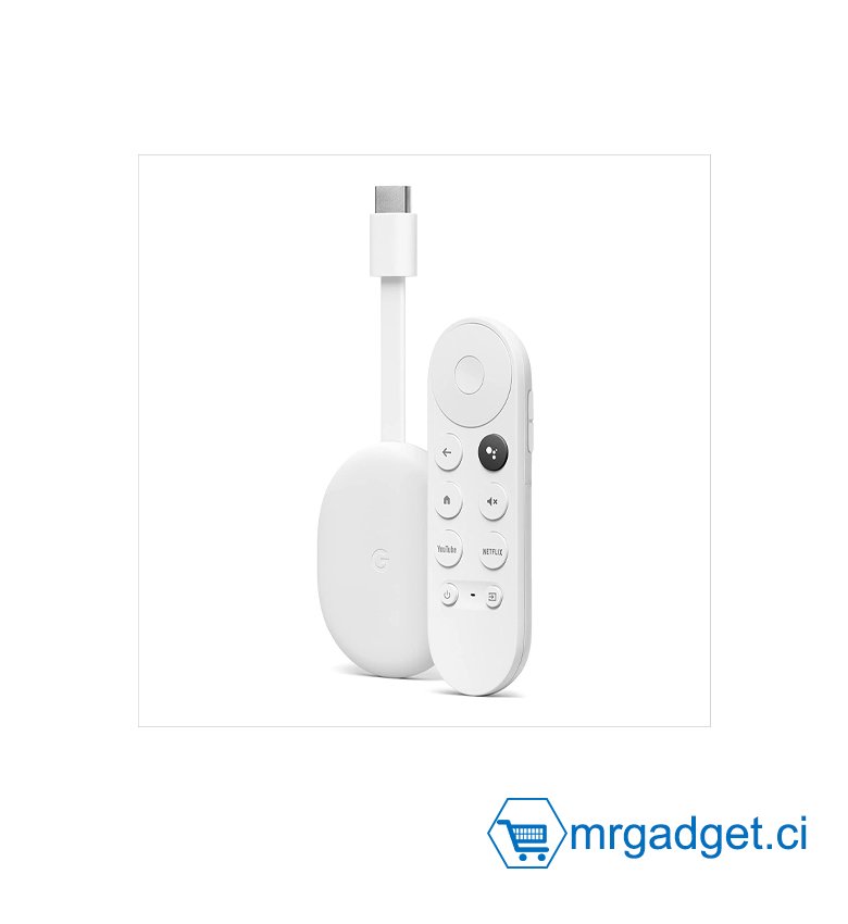 Chromecast avec Google TV (HD) Neige - Vos divertissements en streaming sur votre téléviseur avec la télécommande vocale – Regardez des films et des séries en HD - Blanc