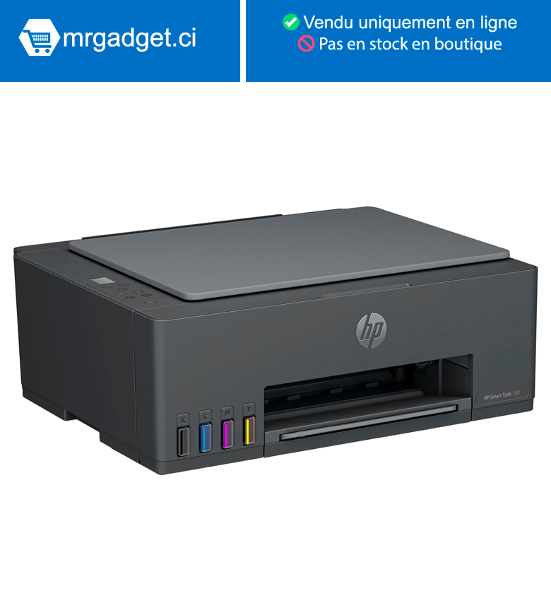 Imprimante HP Smart Tank 581 sans fil, impression, numérisation, copie, imprimante tout-en-un, imprimez jusqu'à 6 000 pages en noir ou 6 000 pages en couleur - Gris [4A8D4A]