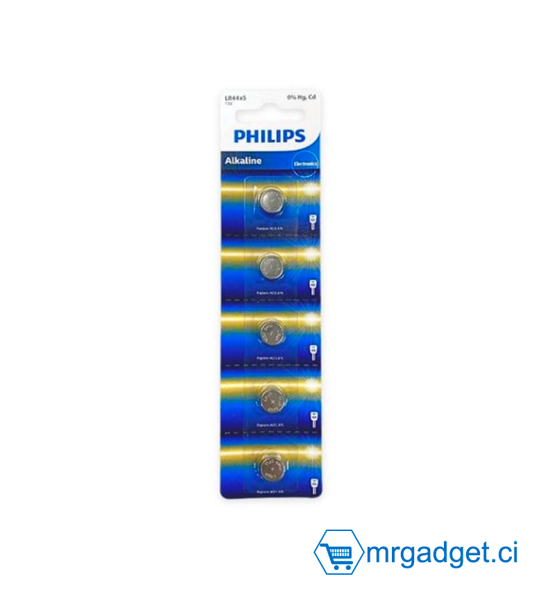 Philips LR44  Batterie Minicells Philips Alkaline LR44 / A76 1.5V Batterie de Minicellules alcalines lot de 5 piles