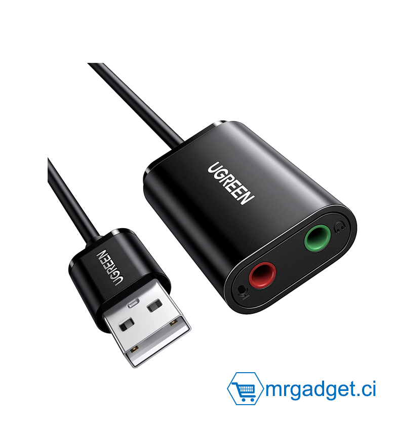 Adaptateur de carte son USB vers prise audio avec double casque et microphone TRS 3 pôles Convertisseur audio externe USB vers Aux 3,5  UGREEN US205 30724 #10085