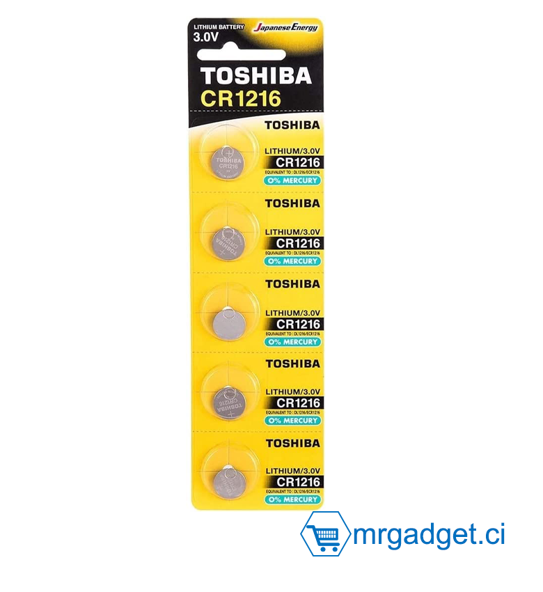 Toshiba CR1216 3V Lithium Coin Cell Battery Lot de 5 piles