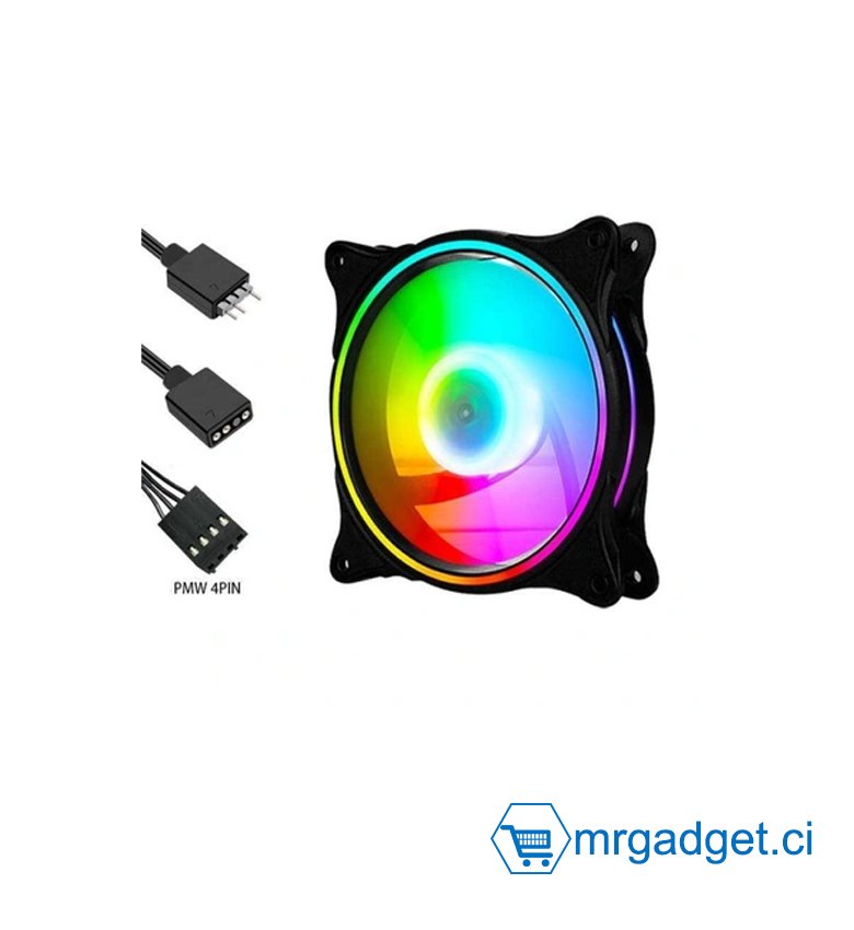 FAN NOIR - Ventilateurs de boîtier 120 mm avec LED ARGB - Ventilateurs de Boîtier Gaming 120 mm Noir