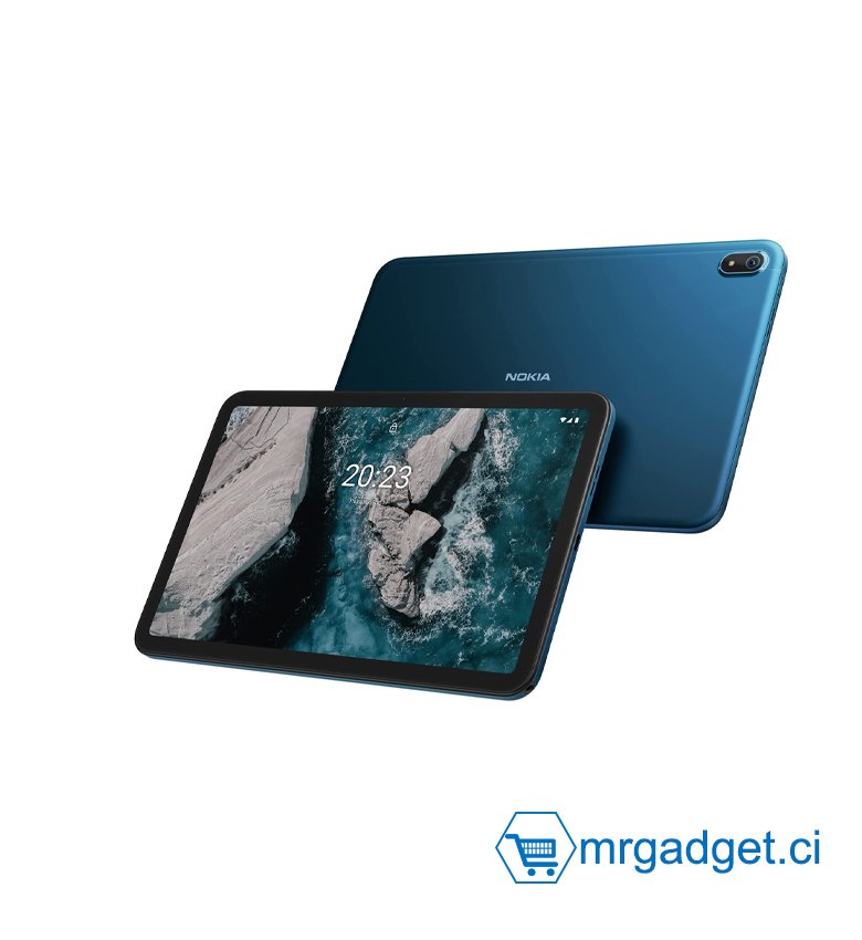 Nokia T20 Android 11 WiFi Tablette avec Écran 10,36", 4GB RAM/64GB ROM, Batterie 8200mAh, Appareil Photo 8MP + 5MP, Haut-parleurs Stéréo avec OZO Playback, Double Microphone - Ocean Blue