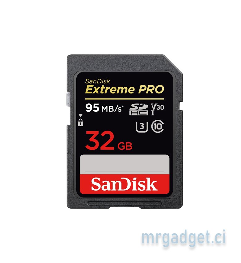 SANDISK - Carte Mémoire SDHC Sandisk Extreme Pro 32 Go jusqu'à 95 Mo/s, UHS-I, Classe 10, U3, V30