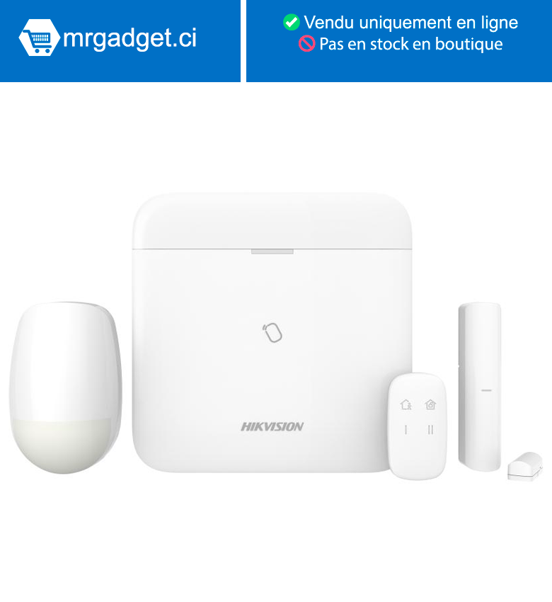 Hikvision DS-PWA96-Kit-WE(O-STD) - Kit de Ax Pro (comprend 2 capteurs + 1 telecommande ) - Système d'alarme sans fil - Gère jusqu'au 96 Zones ou Equipements (Detecteur, Capteur…) Connectivité : TCP/IP, Wi-Fi et 3/4G (Puce) - Fréquence : 868MHz