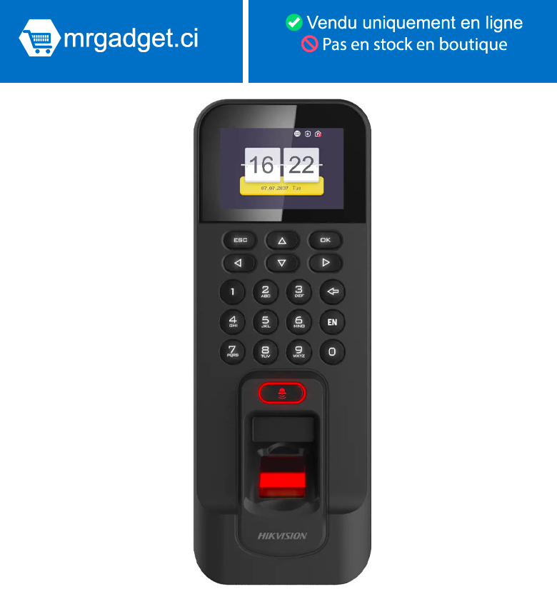 Hikvision DS-K1T804AMF(O-STD) - Pointeuse - Contrôle accès - Authentification par Empreinte, code, carte RFID/MiFare