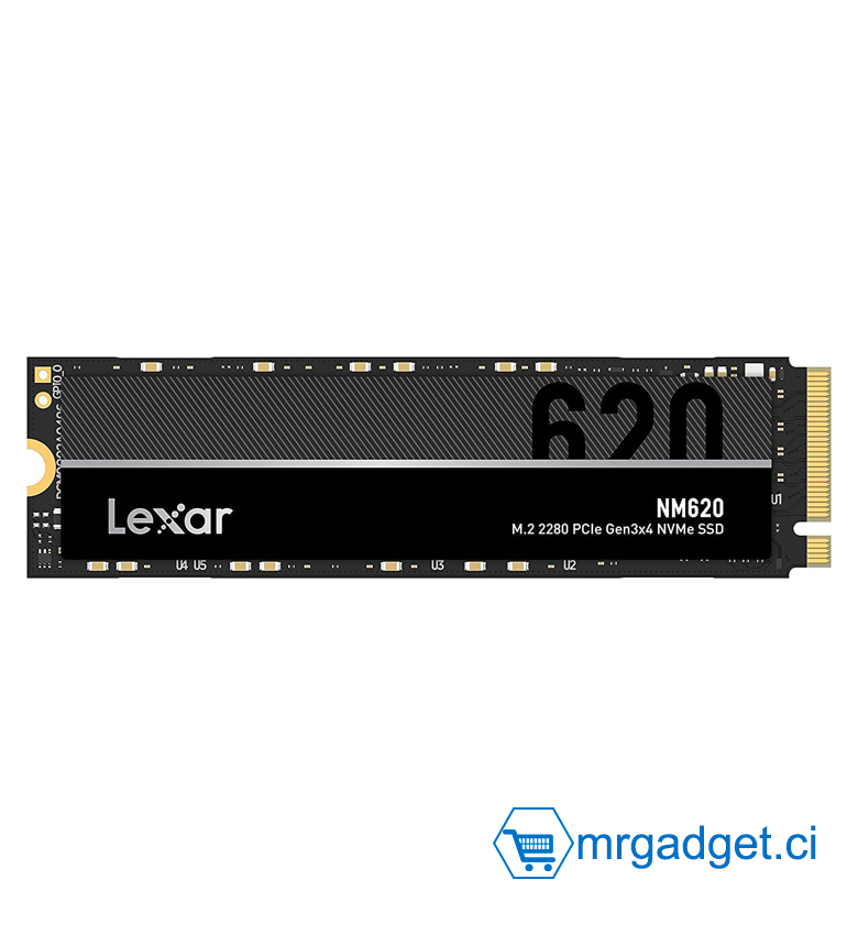 Lexar NM620 SSD 2To, M.2 2280 PCIe Gen3x4 NVMe 1.4 SSD 2To Interne, Jusqu'à 3500 Mo/s en lecture, 3000 Mo/s en écriture, disque dur pour les Passionnés de PC (LNM620X002T-RNNNG)