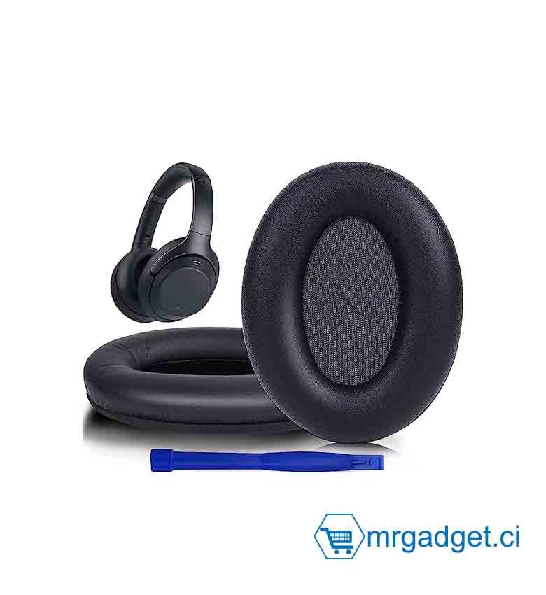 Coussinets pour Sony WH-1000XM5 (WH1000XM5) Casque antibruit, en Mousse à mémoire de Forme avec Isolation phonique, épaisseur supplémentaire.