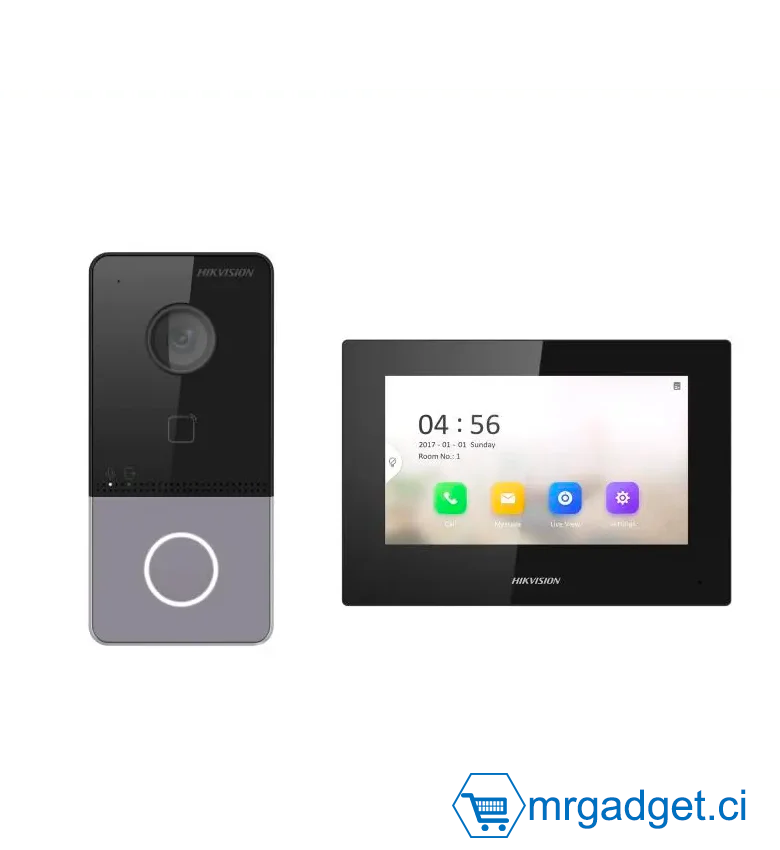 Hickvision DS-KIS605-P - Pack visiophone et interphone IP pour villa ou maison - Recevez des appels, ouvrez la porte