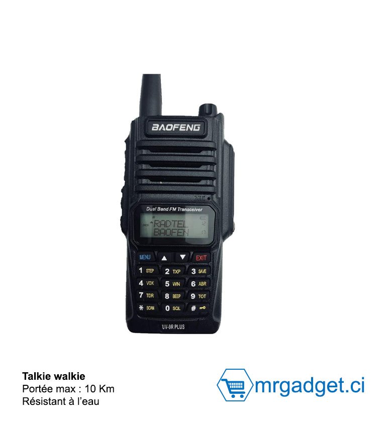 BaoFeng UV-9R Walkie Talkie Radio BF-UV9R IP67 Waterproof Dual Band Radio 8W UV 9R - Portée : 10Km à vol d'oiseau