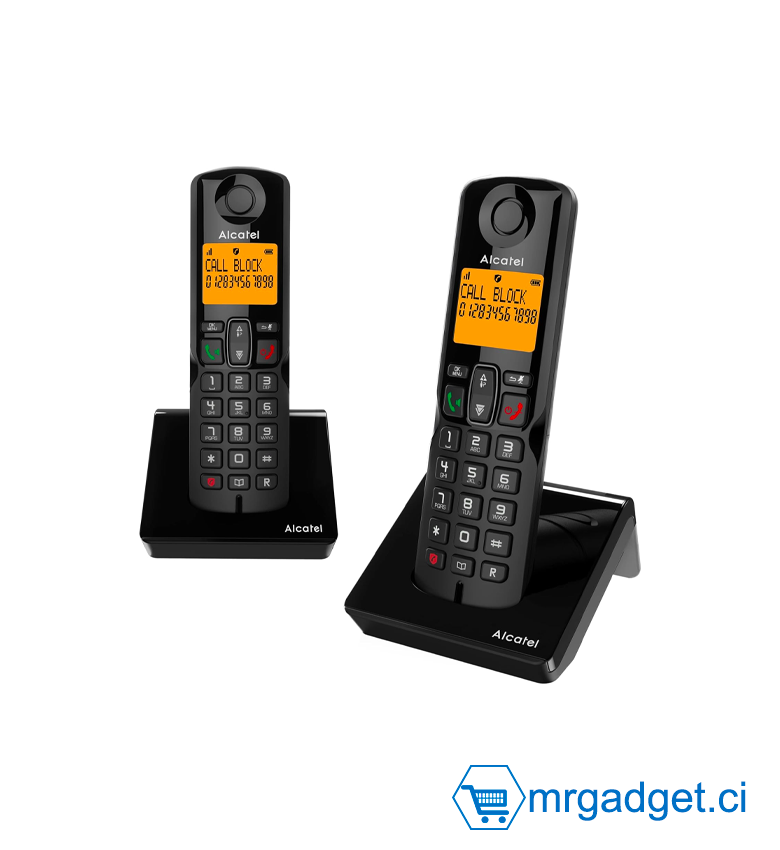 Alcatel S280 duo noir, Telephone sans fil duo, mains libres, Repertoire 50 noms et numeros fonction blocage des appels indésirables - Noir - Fonctionne avec la Fibre