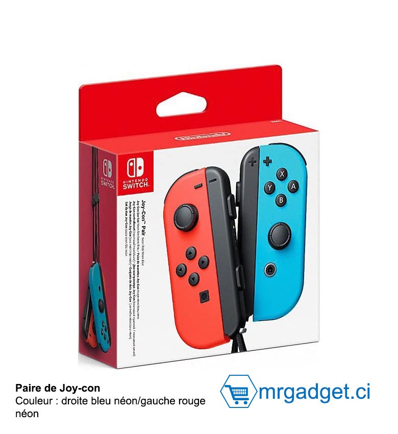 Nintendo Switch Paire de manettes Joy-Con - droite bleu néon/gauche rouge néon